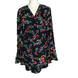 Strut & Bolt Black Faux Wrap Short Romper Size L